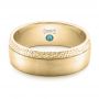 18k Yellow Gold 18k Yellow Gold Custom Brushed And Hammered Men's Wedding Band - Flat View -  101983 - Thumbnail