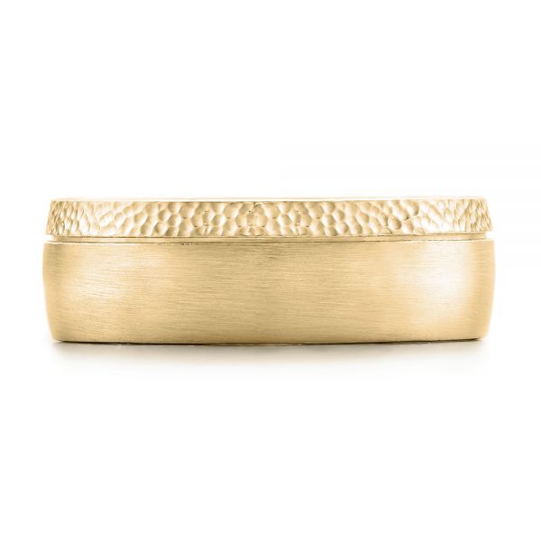 14k Yellow Gold 14k Yellow Gold Custom Brushed And Hammered Men's Wedding Band - Top View - 101983