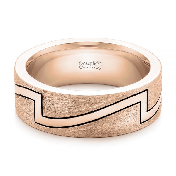 14k Rose Gold 14k Rose Gold Custom Brushed And Polished Men's Band - Flat View -  102174