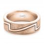 14k Rose Gold 14k Rose Gold Custom Brushed And Polished Men's Band - Flat View -  102174 - Thumbnail