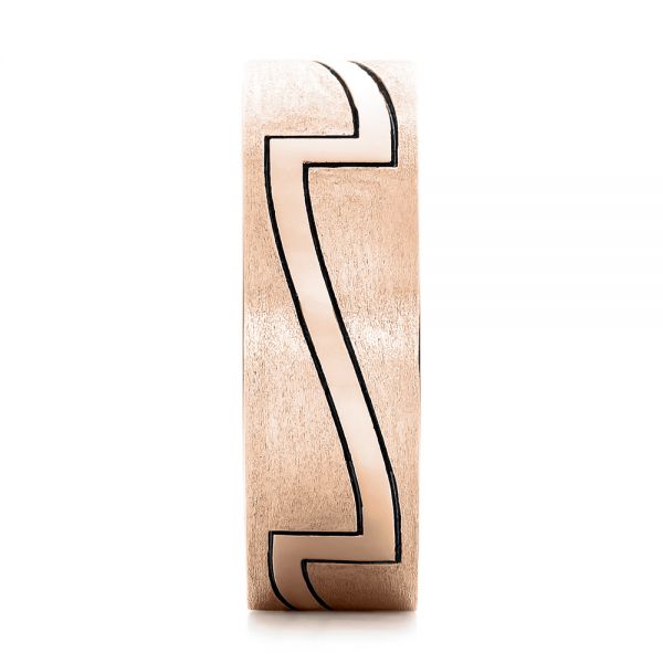 14k Rose Gold 14k Rose Gold Custom Brushed And Polished Men's Band - Side View - 102174
