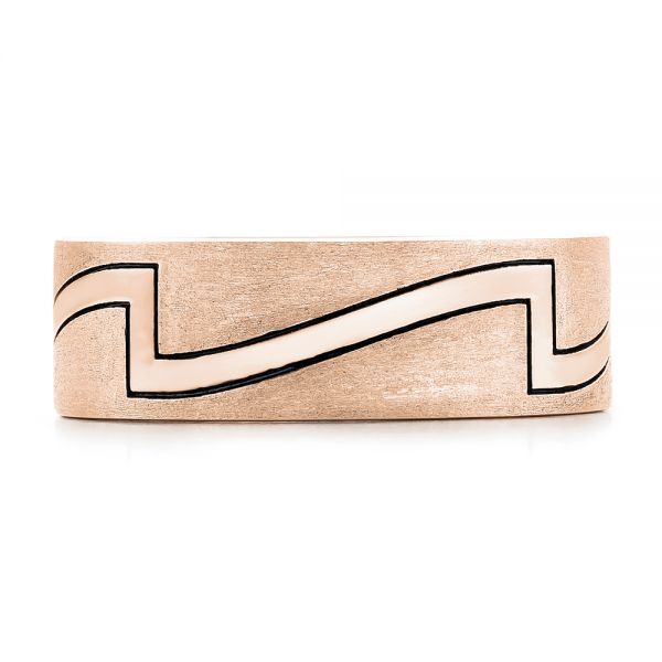 14k Rose Gold 14k Rose Gold Custom Brushed And Polished Men's Band - Top View - 102174