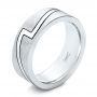 18k White Gold 18k White Gold Custom Brushed And Polished Men's Band - Three-Quarter View -  102174 - Thumbnail