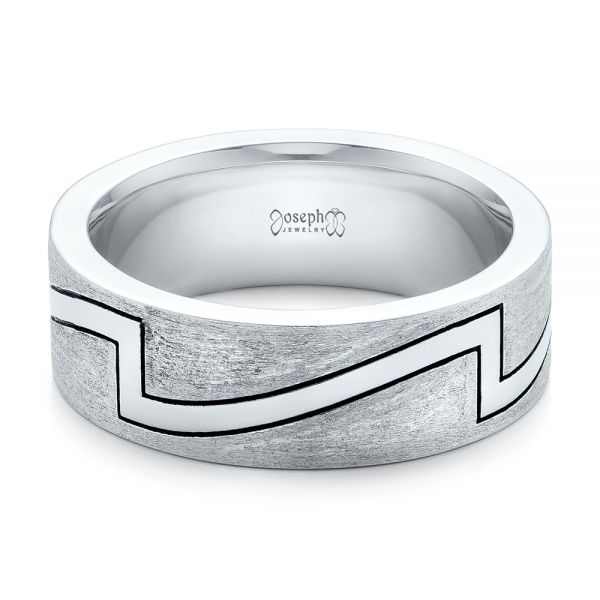  Platinum Platinum Custom Brushed And Polished Men's Band - Flat View -  102174