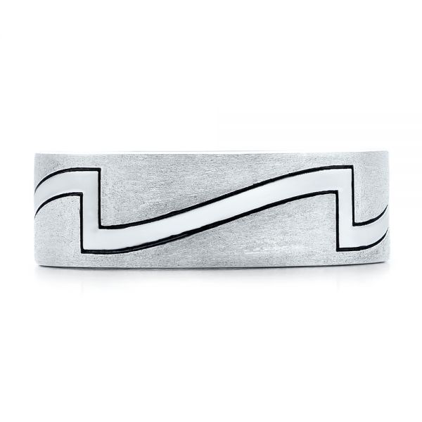  Platinum Platinum Custom Brushed And Polished Men's Band - Top View -  102174