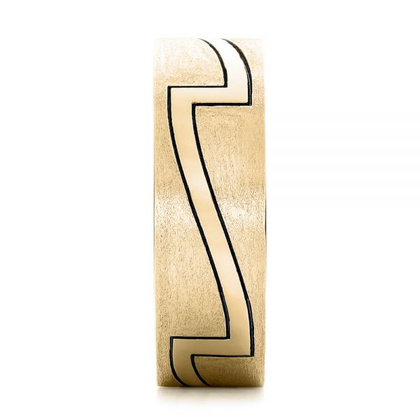 14k Yellow Gold 14k Yellow Gold Custom Brushed And Polished Men's Band - Side View - 102174