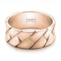 14k Rose Gold 14k Rose Gold Custom Brushed And Woven Men's Band - Flat View -  102015 - Thumbnail