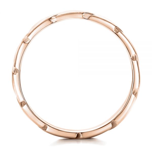 14k Rose Gold 14k Rose Gold Custom Brushed And Woven Men's Band - Front View -  102015