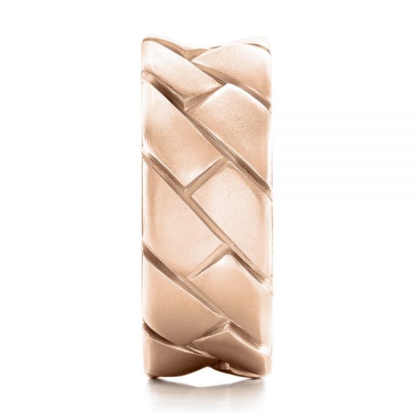 14k Rose Gold 14k Rose Gold Custom Brushed And Woven Men's Band - Side View -  102015