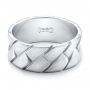 14k White Gold 14k White Gold Custom Brushed And Woven Men's Band - Flat View -  102015 - Thumbnail