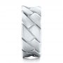 18k White Gold 18k White Gold Custom Brushed And Woven Men's Band - Side View -  102015 - Thumbnail