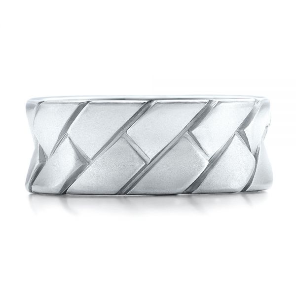  Platinum Custom Brushed And Woven Men's Band - Top View -  102015