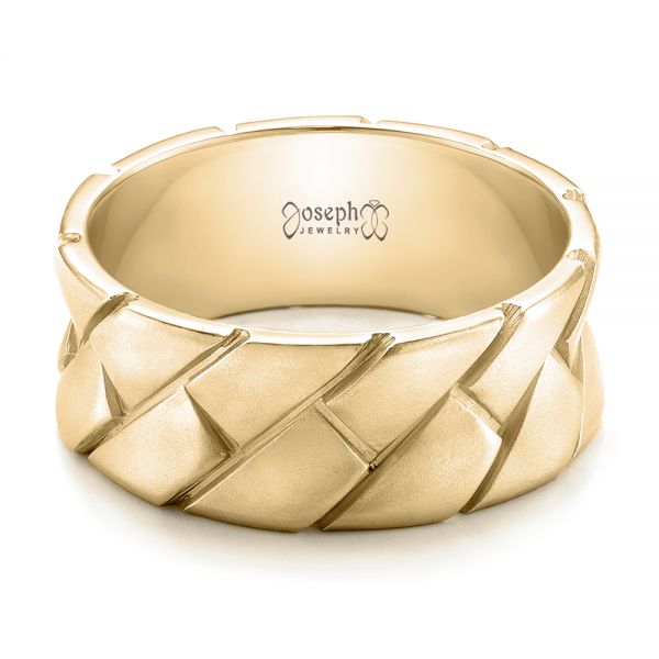 14k Yellow Gold 14k Yellow Gold Custom Brushed And Woven Men's Band - Flat View - 102015