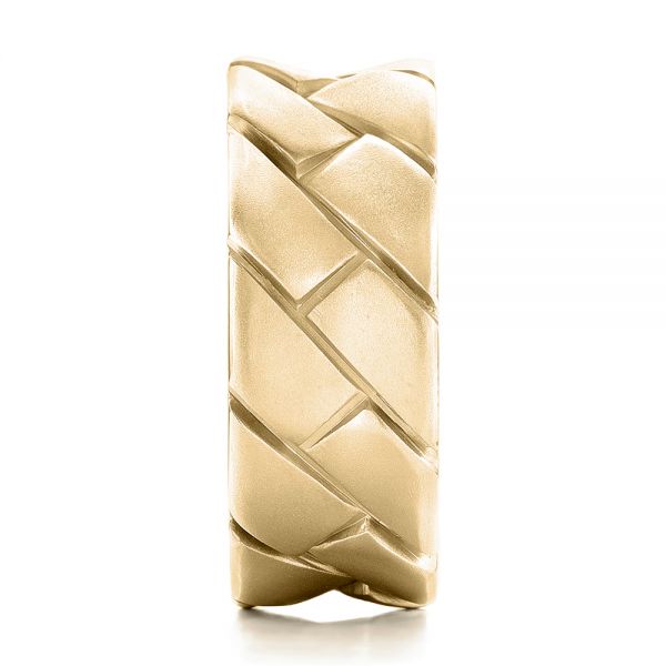 18k Yellow Gold 18k Yellow Gold Custom Brushed And Woven Men's Band - Side View -  102015