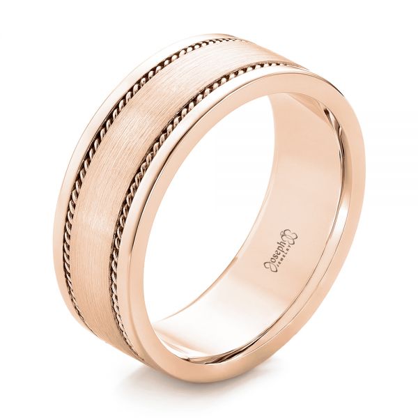 14k Rose Gold 14k Rose Gold Custom Cable And Brushed Finish Unisex Band - Three-Quarter View -  102183