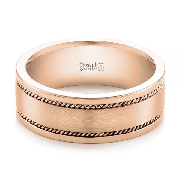 14k Rose Gold 14k Rose Gold Custom Cable And Brushed Finish Unisex Band - Flat View - 102183