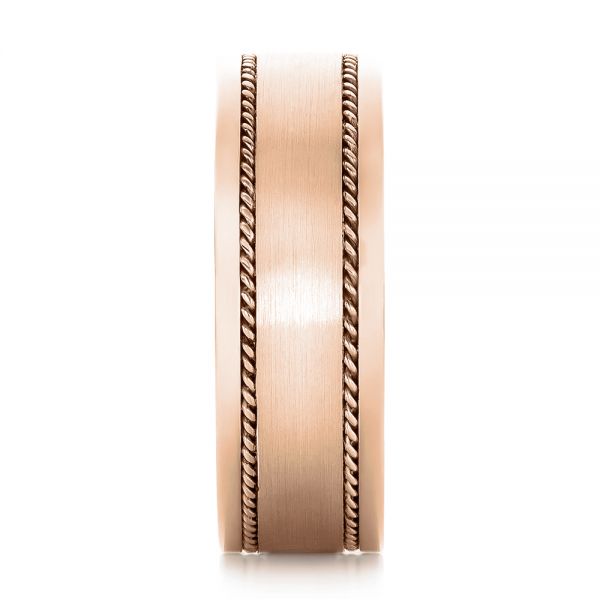 18k Rose Gold 18k Rose Gold Custom Cable And Brushed Finish Unisex Band - Side View -  102183