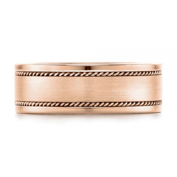 14k Rose Gold 14k Rose Gold Custom Cable And Brushed Finish Unisex Band - Top View -  102183