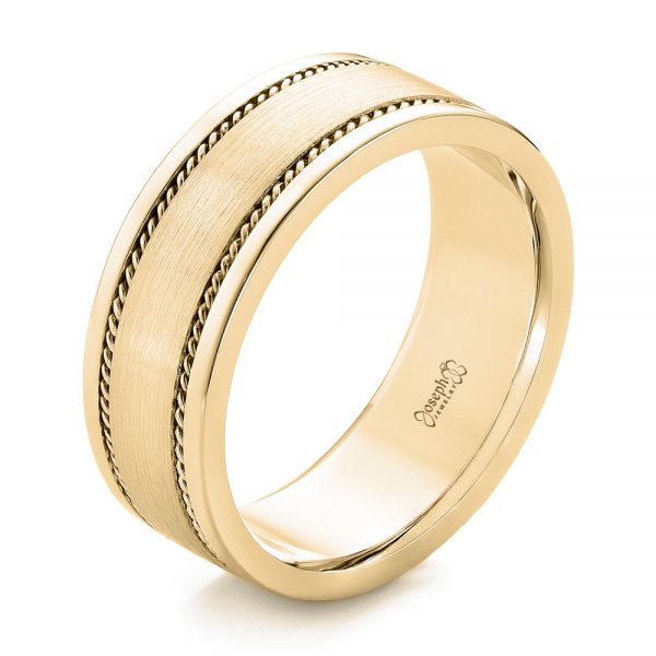 14k Yellow Gold 14k Yellow Gold Custom Cable And Brushed Finish Unisex Band - Three-Quarter View -  102183