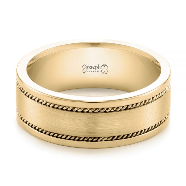 18k Yellow Gold 18k Yellow Gold Custom Cable And Brushed Finish Unisex Band - Flat View -  102183