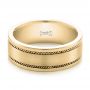14k Yellow Gold 14k Yellow Gold Custom Cable And Brushed Finish Unisex Band - Flat View -  102183 - Thumbnail