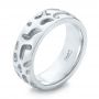 18k White Gold Custom Carved Men's Wedding Band - Three-Quarter View -  103445 - Thumbnail