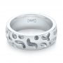 18k White Gold Custom Carved Men's Wedding Band - Flat View -  103445 - Thumbnail