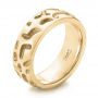 18k Yellow Gold 18k Yellow Gold Custom Carved Men's Wedding Band - Three-Quarter View -  103445 - Thumbnail