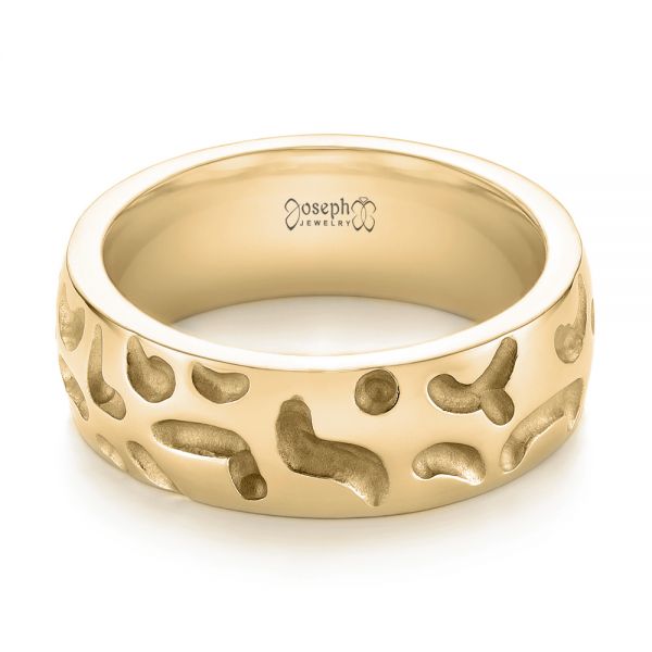 14k Yellow Gold 14k Yellow Gold Custom Carved Men's Wedding Band - Flat View - 103445