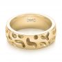 14k Yellow Gold 14k Yellow Gold Custom Carved Men's Wedding Band - Flat View -  103445 - Thumbnail