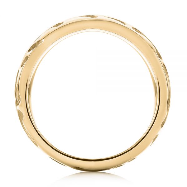 14k Yellow Gold 14k Yellow Gold Custom Carved Men's Wedding Band - Front View - 103445