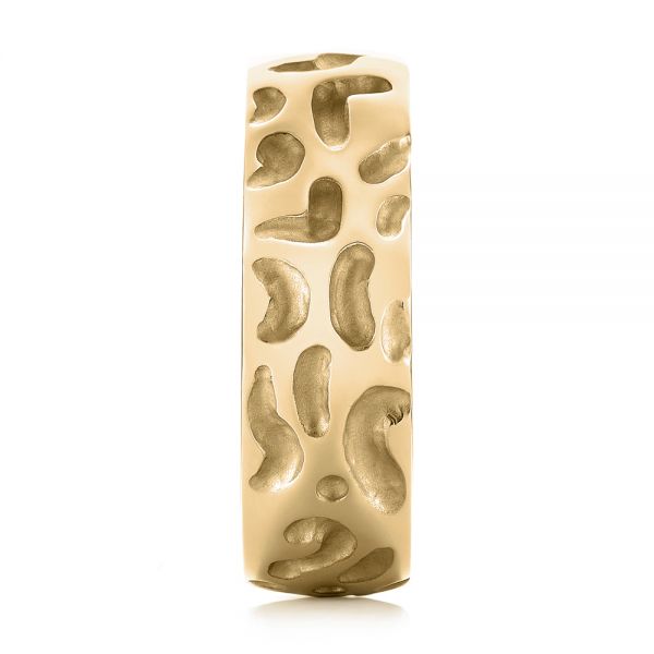 14k Yellow Gold 14k Yellow Gold Custom Carved Men's Wedding Band - Side View - 103445