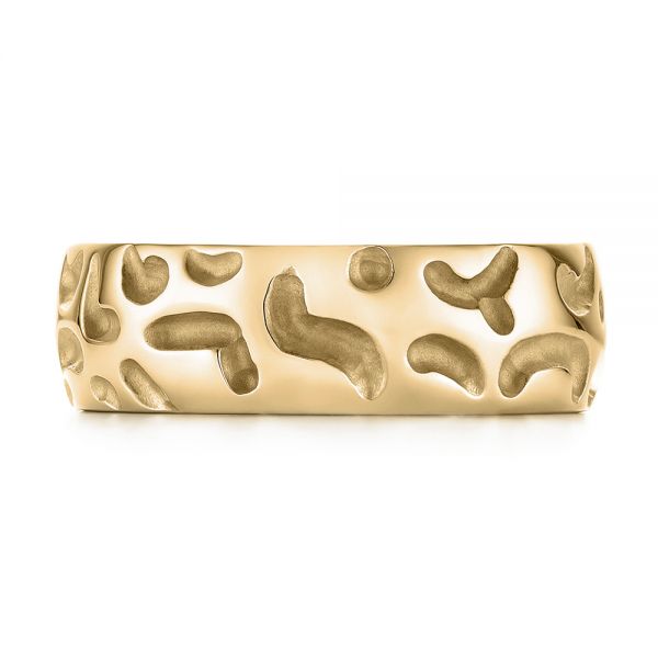 14k Yellow Gold 14k Yellow Gold Custom Carved Men's Wedding Band - Top View - 103445