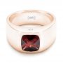 14k Rose Gold 14k Rose Gold Custom Checkerboard Garnet Men's Band - Flat View -  103137 - Thumbnail