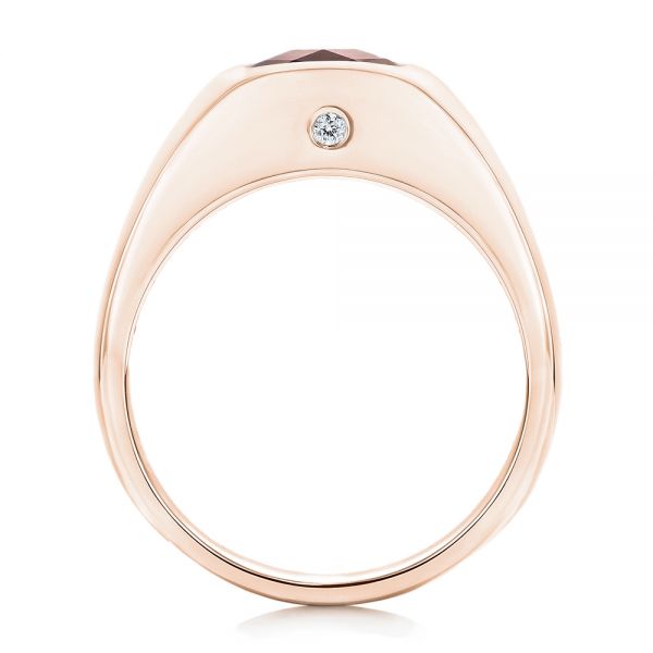 14k Rose Gold 14k Rose Gold Custom Checkerboard Garnet Men's Band - Front View - 103137