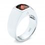 18k White Gold 18k White Gold Custom Checkerboard Garnet Men's Band - Three-Quarter View -  103137 - Thumbnail