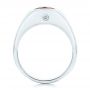 Platinum Custom Checkerboard Garnet Men's Band - Front View -  103137 - Thumbnail