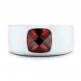 14k White Gold 14k White Gold Custom Checkerboard Garnet Men's Band - Top View -  103137 - Thumbnail