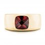 14k Yellow Gold 14k Yellow Gold Custom Checkerboard Garnet Men's Band - Top View -  103137 - Thumbnail