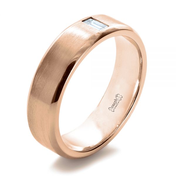 18k Rose Gold 18k Rose Gold Custom Diamond Men's Band - Three-Quarter View -  1193