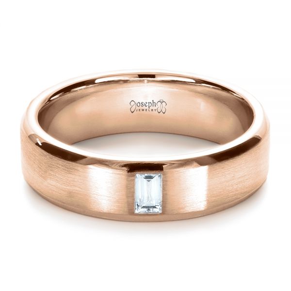 14k Rose Gold 14k Rose Gold Custom Diamond Men's Band - Flat View -  1193