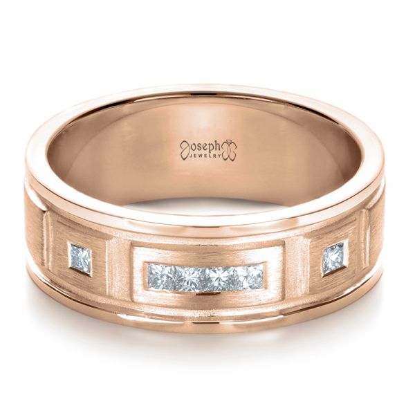 14k Rose Gold 14k Rose Gold Custom Diamond Men's Band - Flat View - 1195