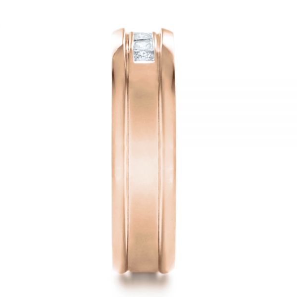 18k Rose Gold 18k Rose Gold Custom Diamond Men's Band - Side View -  1165