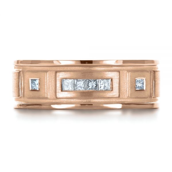 14k Rose Gold 14k Rose Gold Custom Diamond Men's Band - Top View - 1195