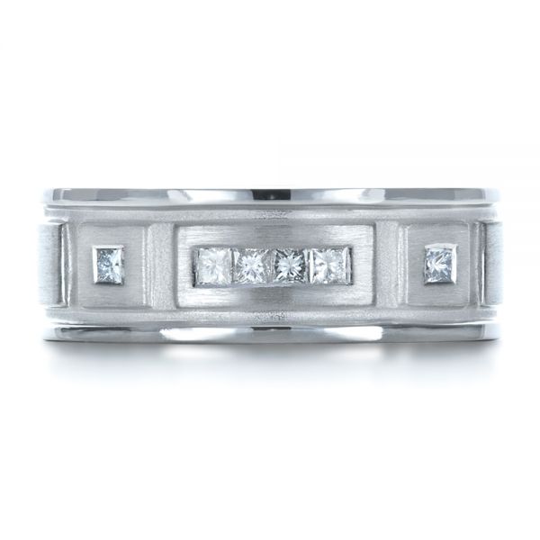 18k White Gold 18k White Gold Custom Diamond Men's Band - Top View -  1195