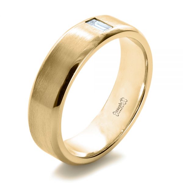 18k Yellow Gold 18k Yellow Gold Custom Diamond Men's Band - Three-Quarter View -  1193