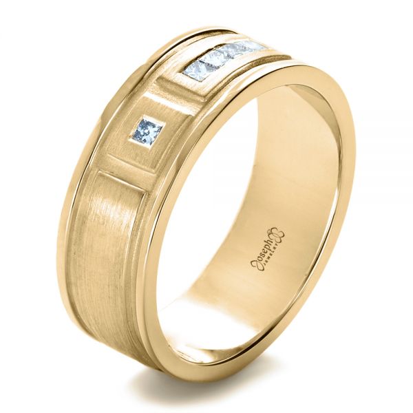 14k Yellow Gold 14k Yellow Gold Custom Diamond Men's Band - Three-Quarter View -  1195