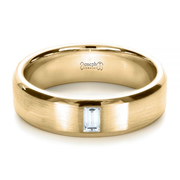 18k Yellow Gold 18k Yellow Gold Custom Diamond Men's Band - Flat View -  1193