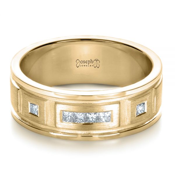14k Yellow Gold 14k Yellow Gold Custom Diamond Men's Band - Flat View - 1195