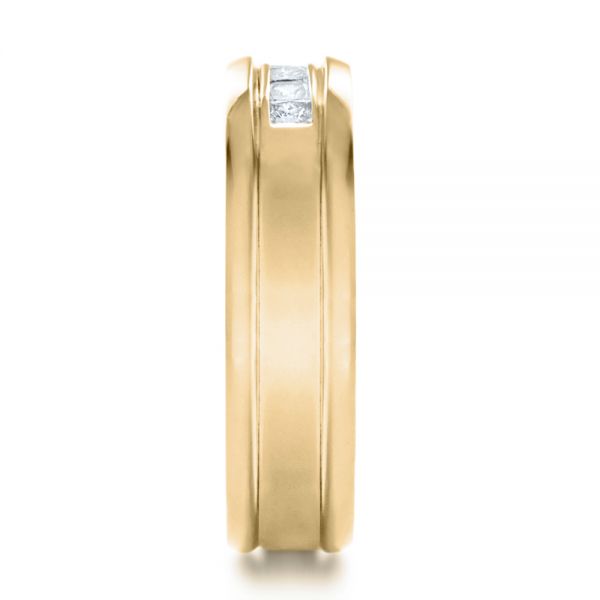 14k Yellow Gold 14k Yellow Gold Custom Diamond Men's Band - Side View -  1165